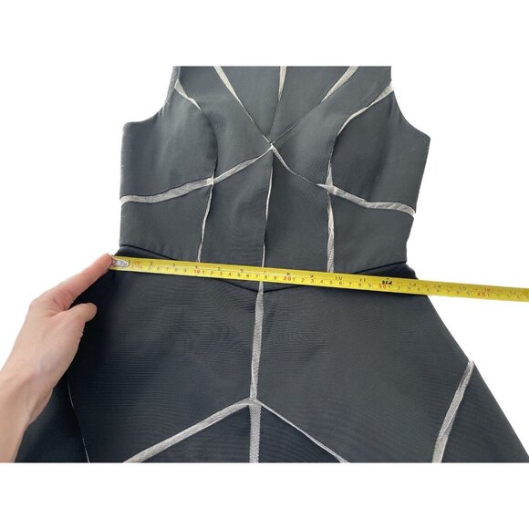 Aidan Mattox Boat Neck Sleeveless Zipper Back Twill & Mesh Dress 2 XS - Picture 10 of 13